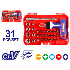 Викрутка універсальна EMTOP EBST03102 з насадками, 31 шт.