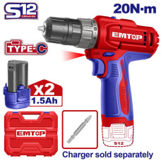Дриль-шуруповерт акумуляторний EMTOP ECDL12206 (без ЗП)