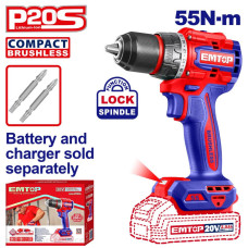 Дриль-шуруповерт акумуляторний EMTOP ECDL205581 (без АКБ та ЗП)