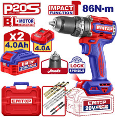 Дриль-шуруповерт ударний акумуляторний EMTOP ECIDL208689