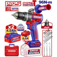 Дриль-шуруповерт ударний акумуляторний EMTOP ECIDL209686