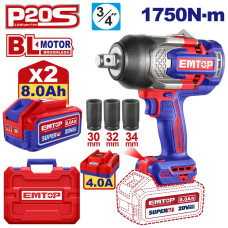 Гайковерт акумуляторний ударний EMTOP ECIWL20175