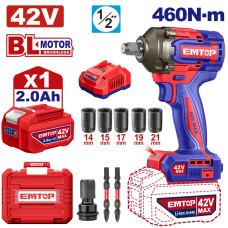 Гайковерт акумуляторний ударний EMTOP ECIWL42461