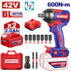 Гайковерт акумуляторний ударний EMTOP ECIWL42602