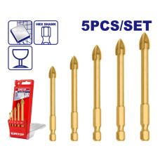 Набір свердел по склу EMTOP EGDB10051, 5 шт.