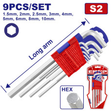 Набір ключів шестигранних Hex EMTOP EHKY1091, 9 шт.