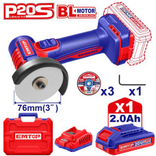 Болгарка (кутова шліфмашина) акумуляторна EMTOP ELAG207625