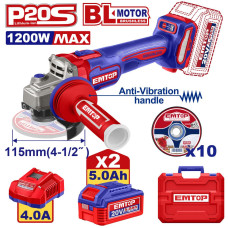 Болгарка (кутова шліфмашина) акумуляторна EMTOP ELAG2120252