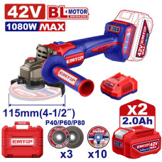 Болгарка (кутова шліфмашина) акумуляторна EMTOP ELAG4108112