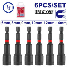 Набір головок торцевих магнітних 1/4'' EMTOP EMNS65061, 6 шт.