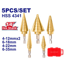 Набір ступінчастих свердел EMTOP ESDL2051, 5 шт.