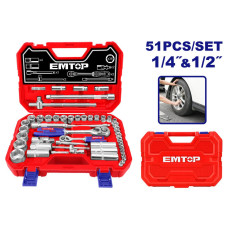 Набір інструментів 1/2″+1/4″ EMTOP ESKT42511, 51 шт.