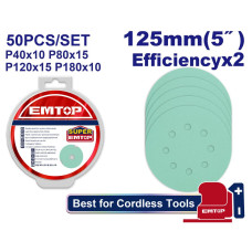 Набір шліфувальних дисків EMTOP ESPR125050, 50 шт.