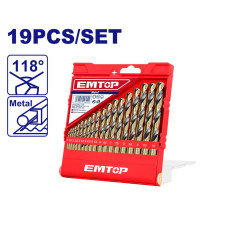 Набір свердел EMTOP ETDBB11196, 19 шт.